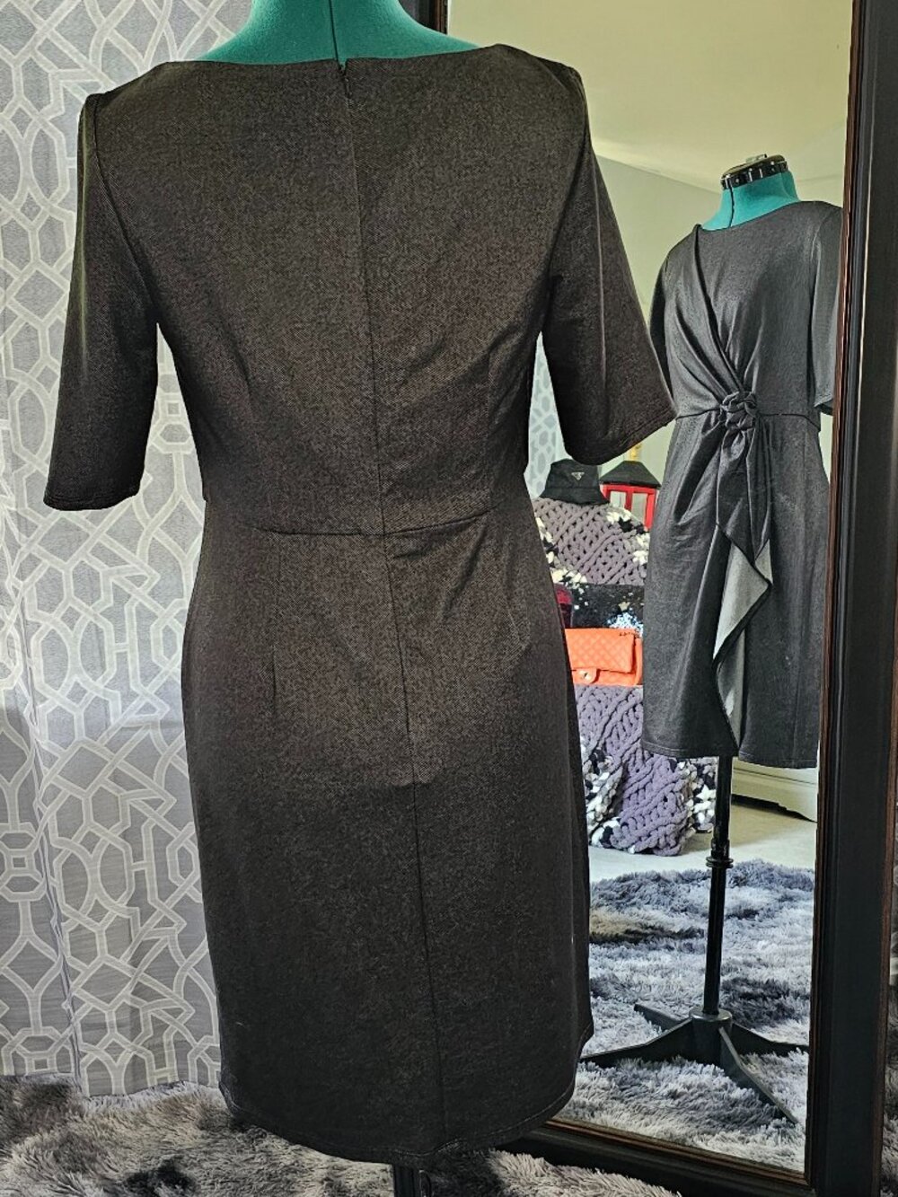 Suzi Chin for Maggy Boutique Draped Knot‑Front Jersey Dress – Size 6 (Vintage) - Picture 3 of 6